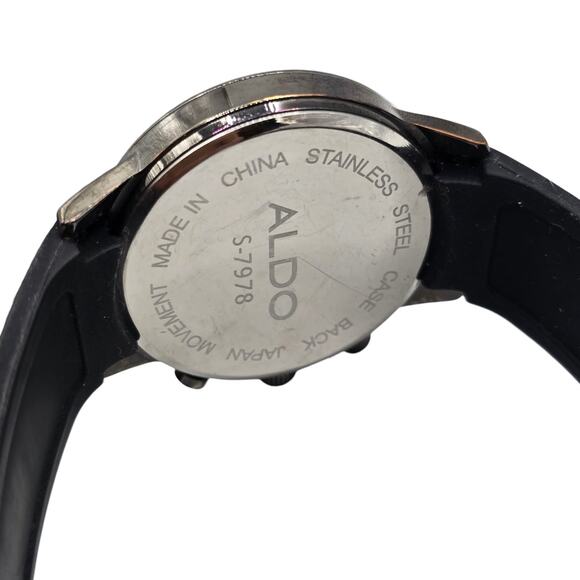 Aldo Men Watch Classic Casual Style Black Rubber Band Large Display Watch Only - Picture 9 of 10
